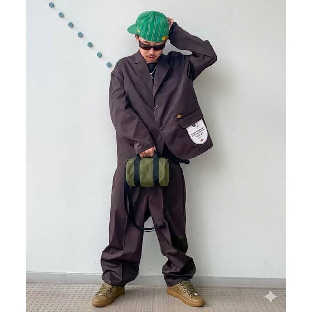 bPr BEAMS Mini Boston Shoulder Bag Olive Green Nylon